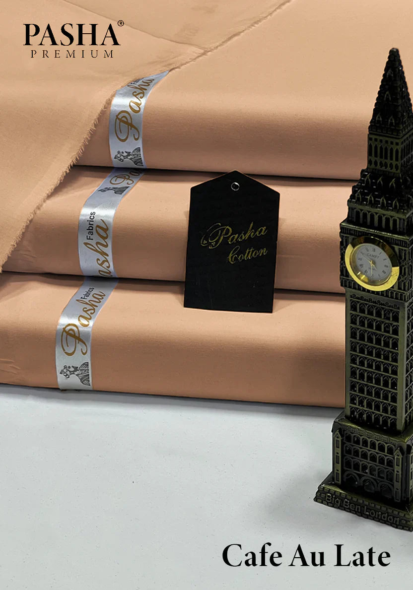Pasha Premium | 100% Soft Egyptian Cotton | Luxurious Unstitched Fabric (Cafe Au Late) - 4.5-Meter