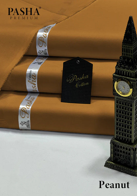 Pasha Premium | 100% Soft Egyptian Cotton | Luxurious Unstitched Fabric (Peanut) - 4.5-Meter