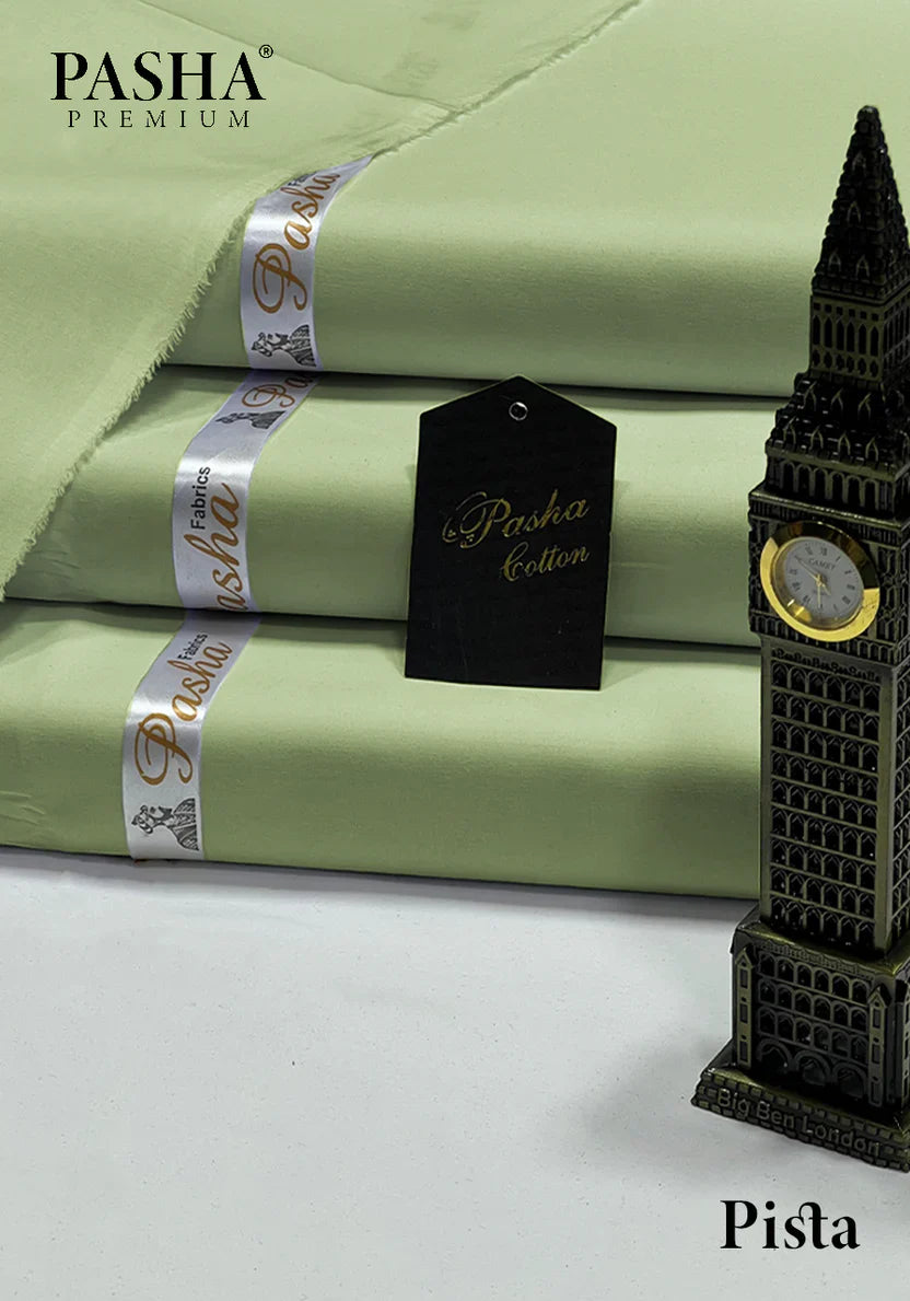 Pasha Premium | 100% Soft Egyptian Cotton | Luxurious Unstitched Fabric (Pista) - 4.5-Meter