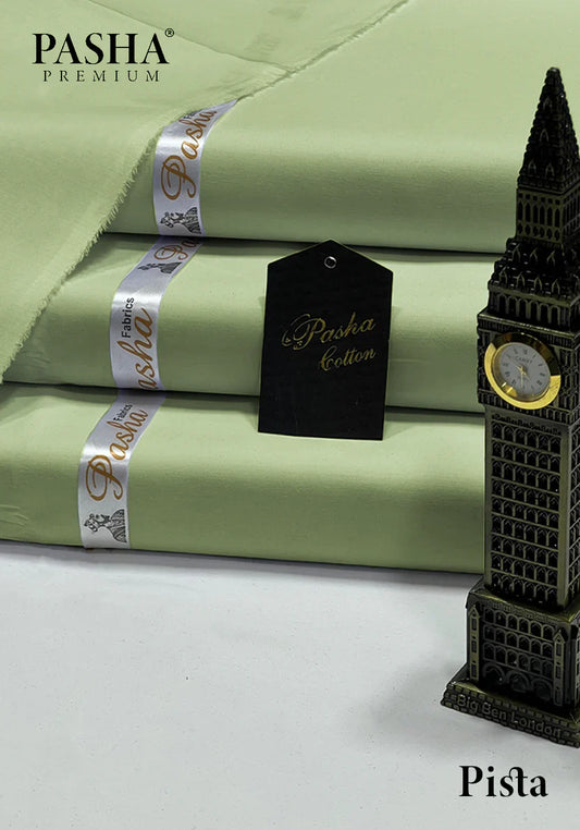 Pasha Premium | 100% Soft Egyptian Cotton | Luxurious Unstitched Fabric (Pista) - 4.5-Meter